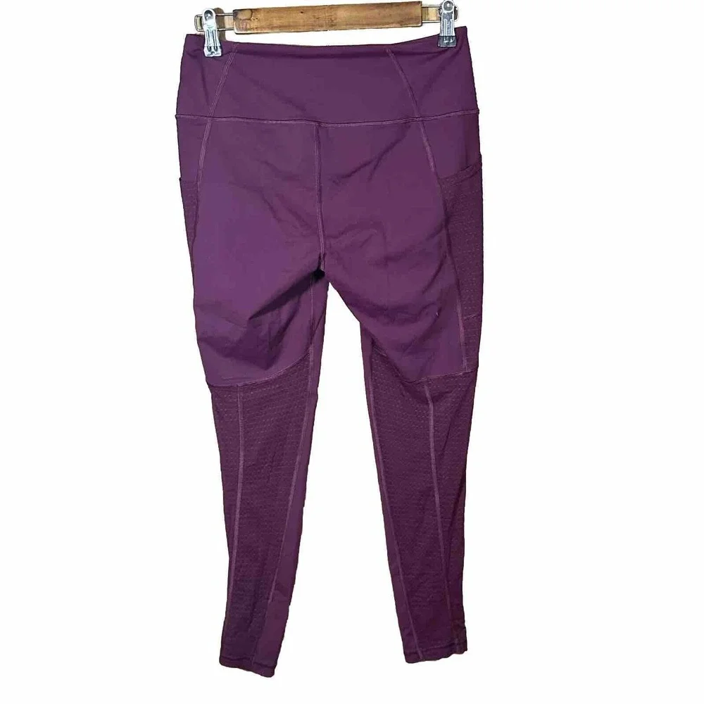 Victoria‎ Sport Burgendy Mesh Leg Workout Leggings women's size medium